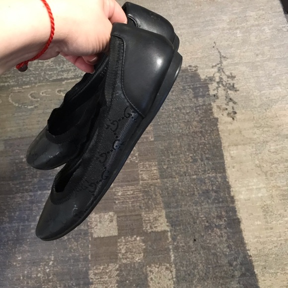 Gucci Black GG Logo flats Size 7.5 G - Picture 5 of 16